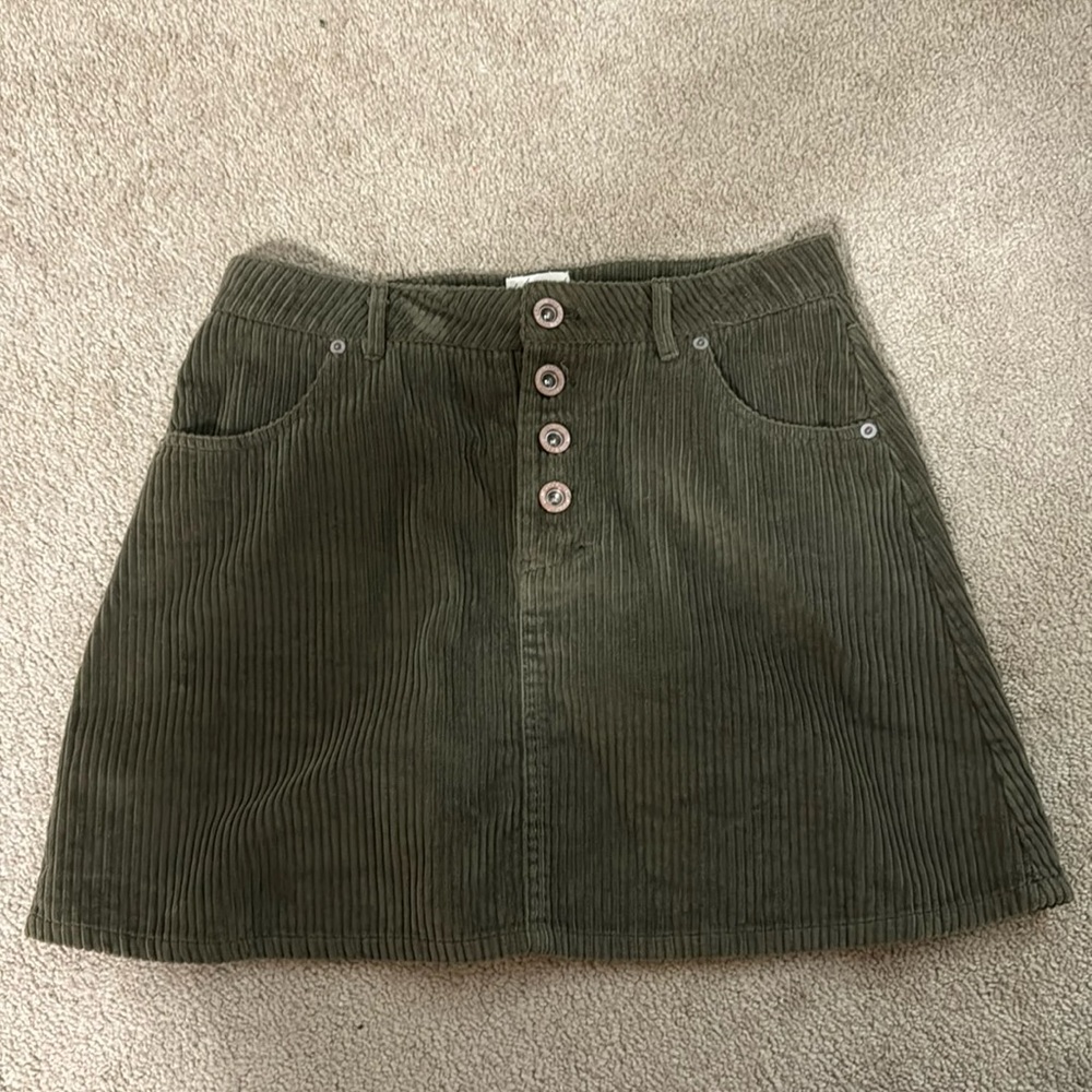 Green corduroy mini skirt